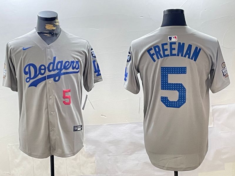 Men Los Angeles Dodgers #5 Freeman Grey Game 2024 Nike MLB Jersey style 11208->los angeles dodgers->MLB Jersey